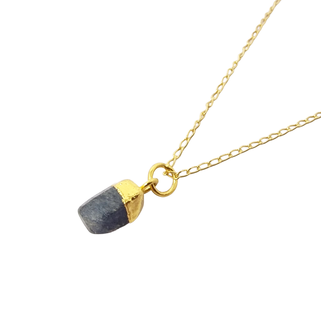 Raw Sapphire September Birthstone Gold Plated Necklace