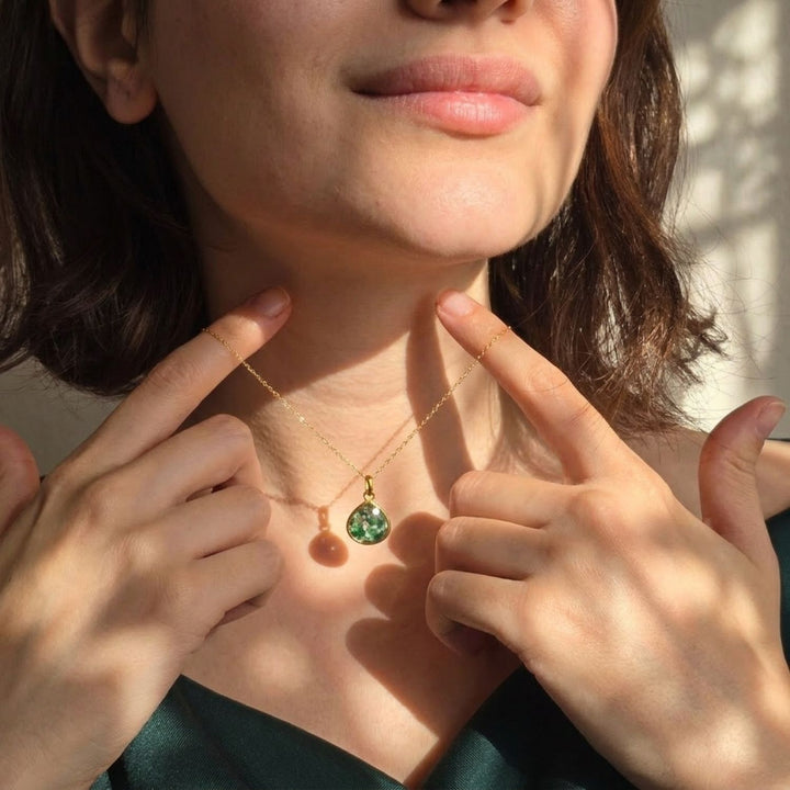 Emerald May Birthstone Minimalist Gold Plated Necklace