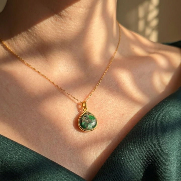 Emerald May Birthstone Minimalist Gold Plated Necklace