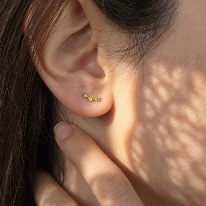 Peridot August Birthstone Climber Stud Earrings
