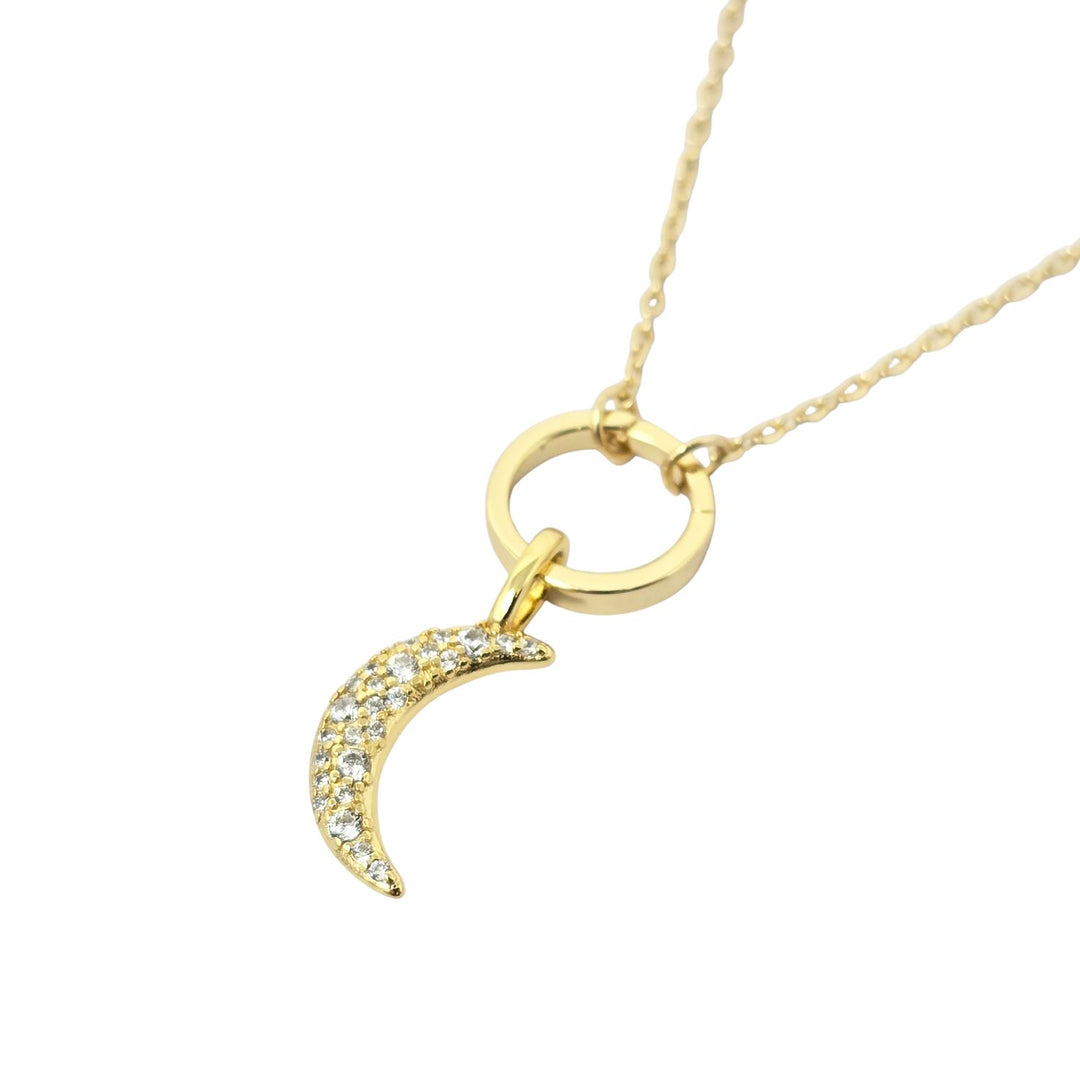Gold Plated Crescent Moon Pendant Charm Necklace
