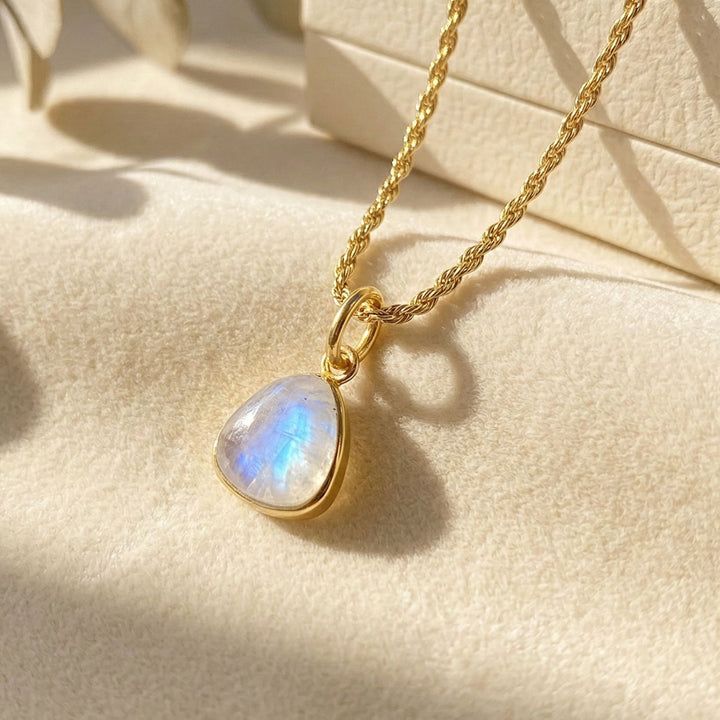 Statement Gold Vermeil Plated Moonstone June Birthstone Crystal Rope Necklace