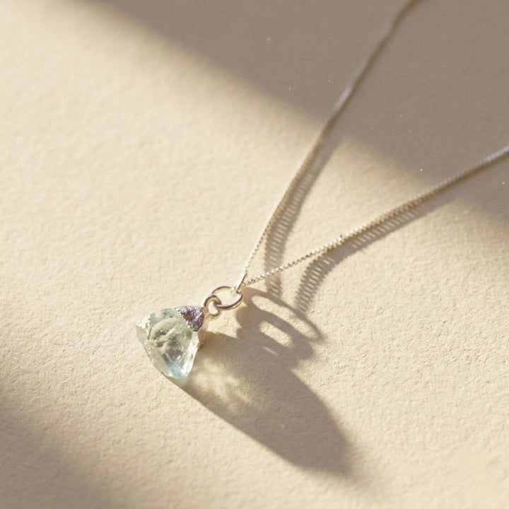 Raw Aquamarine Sterling Silver March Birthstone Necklace