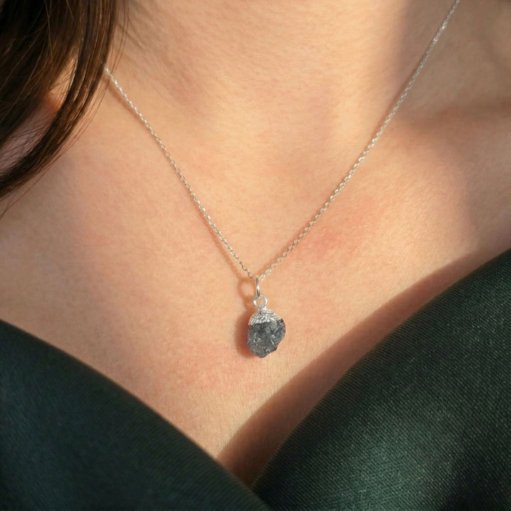 Sterling Silver Raw Sapphire Crystal Necklace