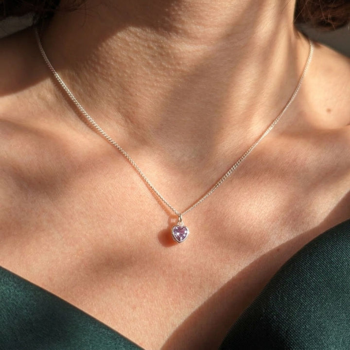 Mini Heart Alexandrite June Birthstone Necklace