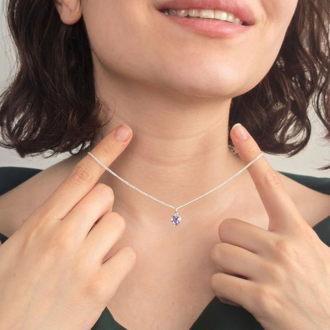 Mini Heart Alexandrite June Birthstone Necklace