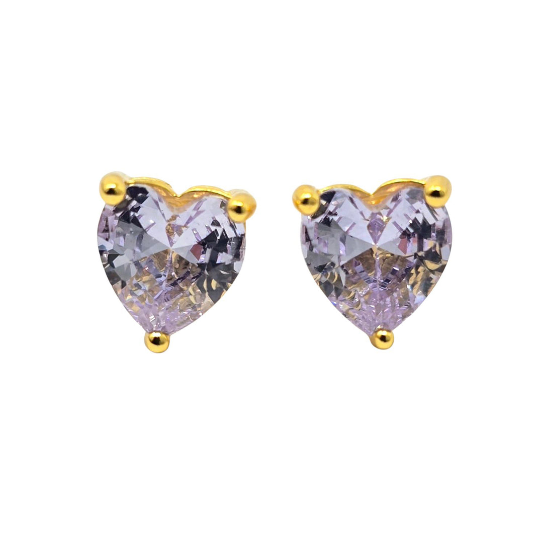 Alexandrite Heart June Birthstone Stud Earrings