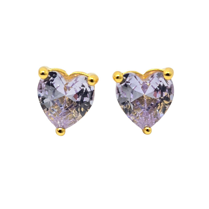 Alexandrite Heart June Birthstone Stud Earrings