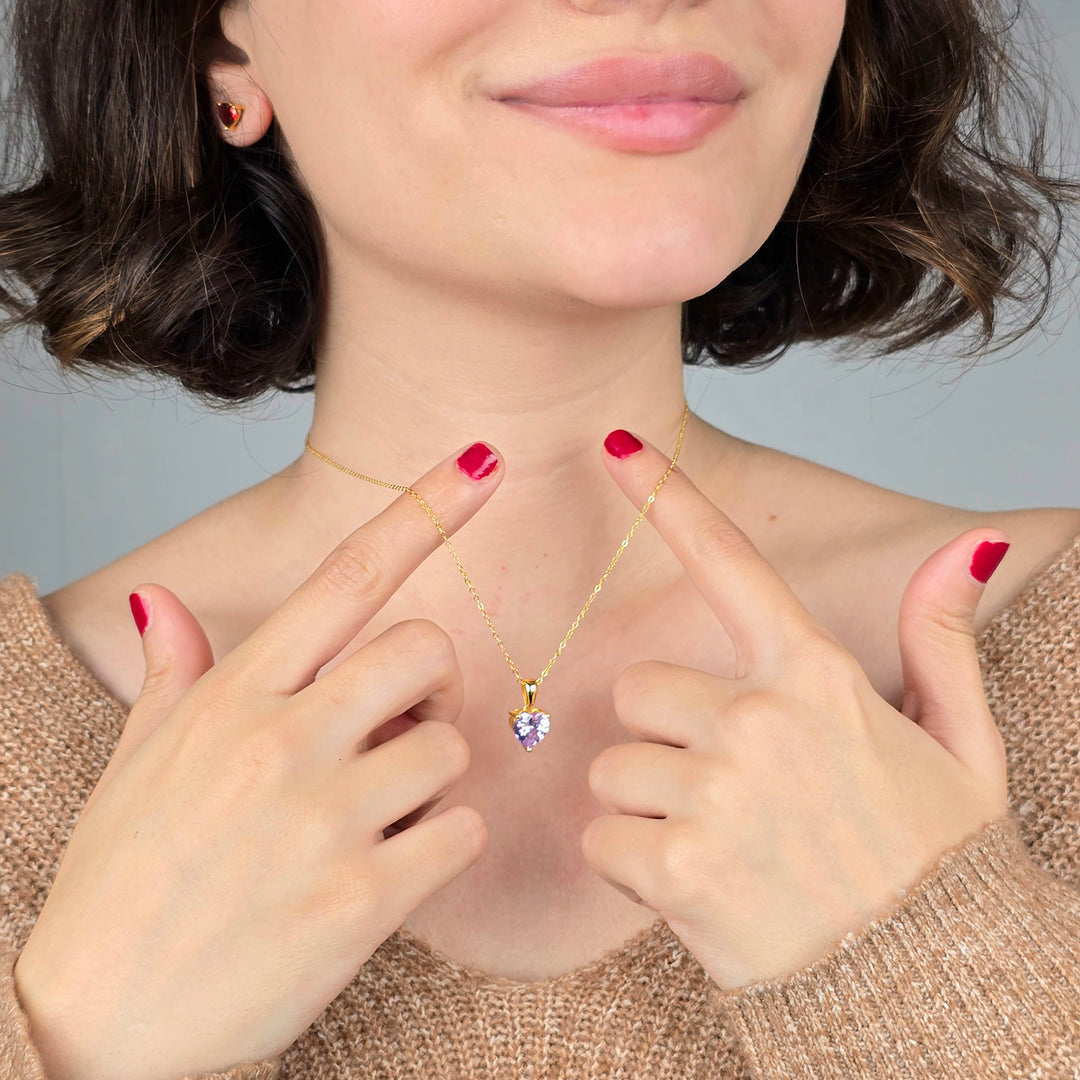 Alexandrite June Birthstone Love Heart Pendant Necklace