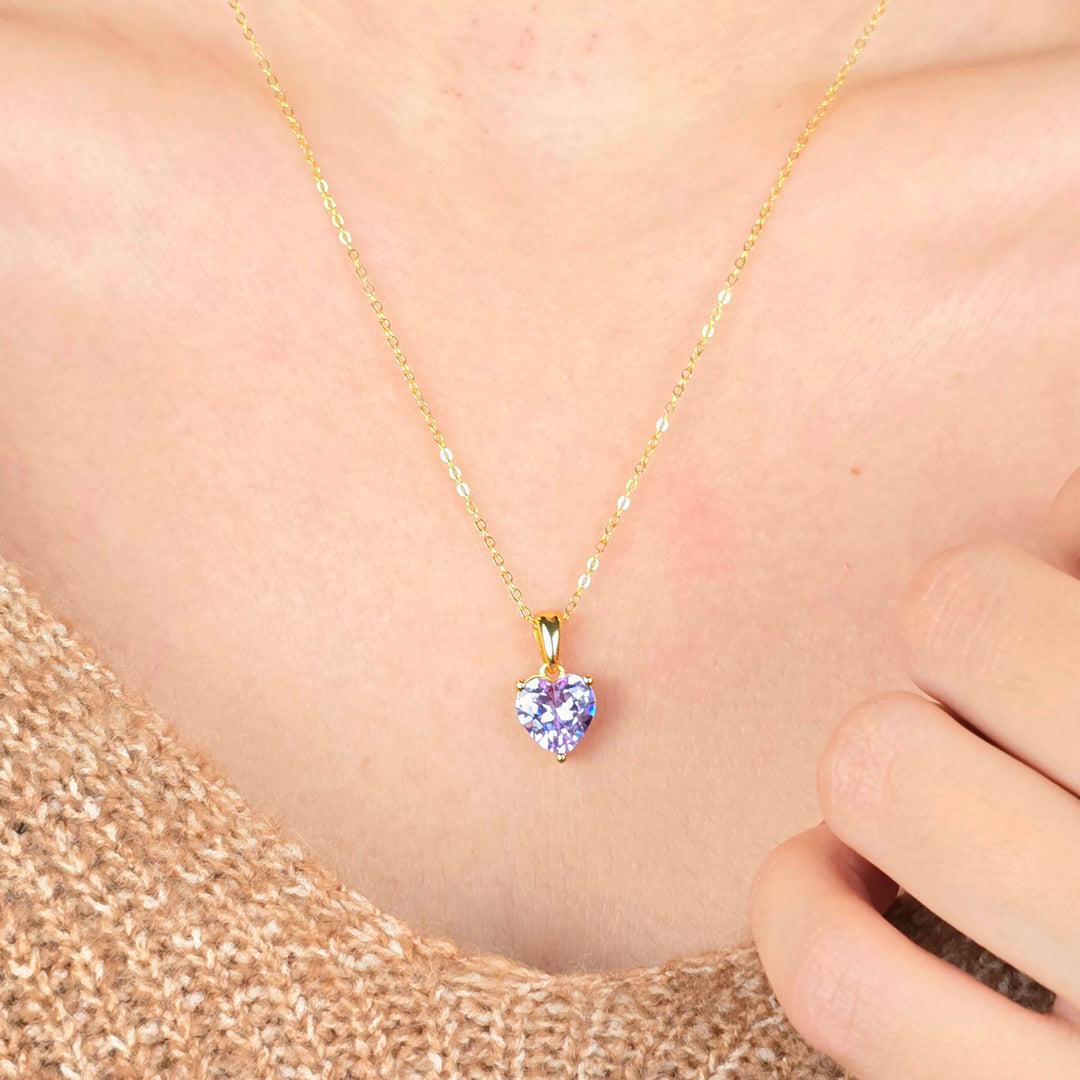 Alexandrite June Birthstone Love Heart Pendant Necklace