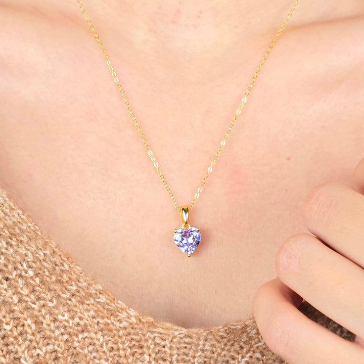 Alexandrite June Birthstone Love Heart Pendant Necklace