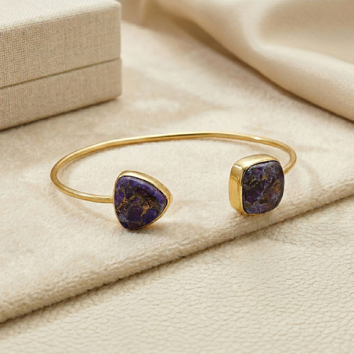 Statement Gold Vermeil Amethyst February Birthstone Bangle Bracelet