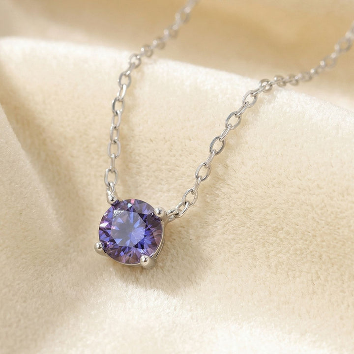 Amethyst Moissanite Crystal Sterling Silver Necklace