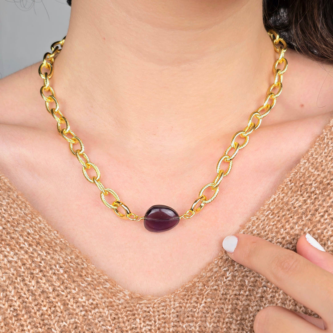 Amethyst February Birthstone Statement Pendant Necklace