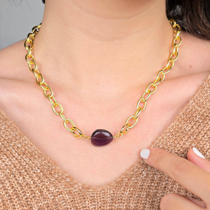 Amethyst February Birthstone Statement Pendant Necklace
