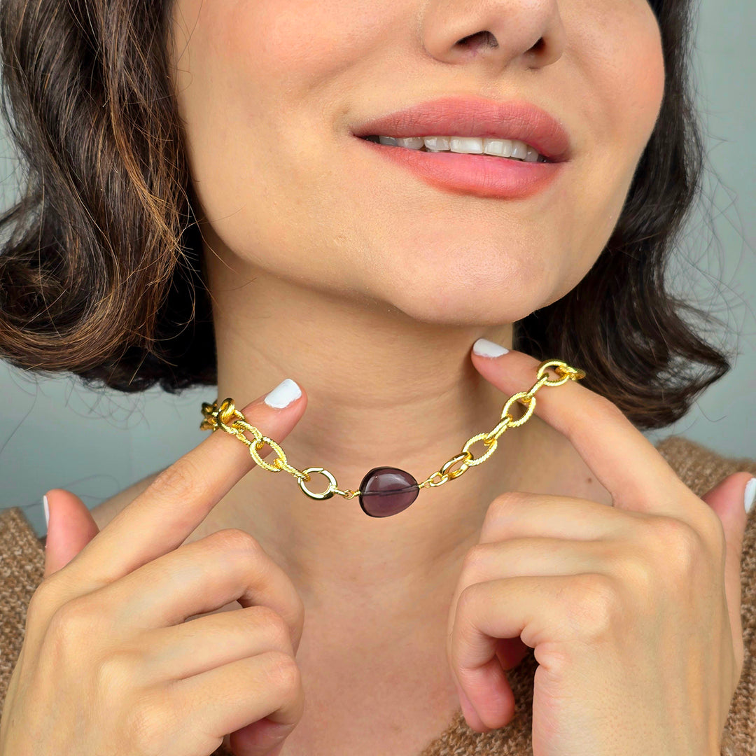 Amethyst February Birthstone Statement Pendant Necklace
