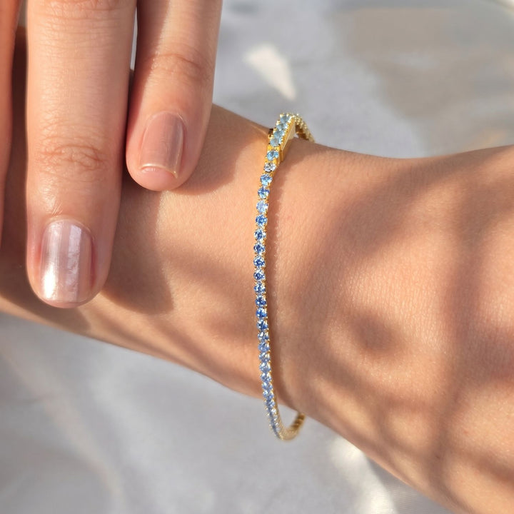 Aquamarine March Birthstone Dainty Tennis Bracelet