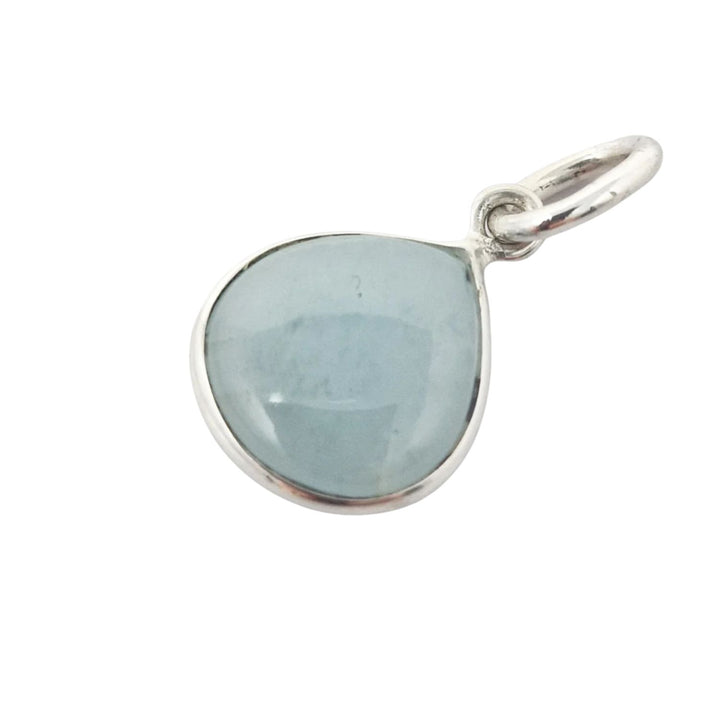 Aquamarine March Birthstone Bezel Sterling Silver Pendant