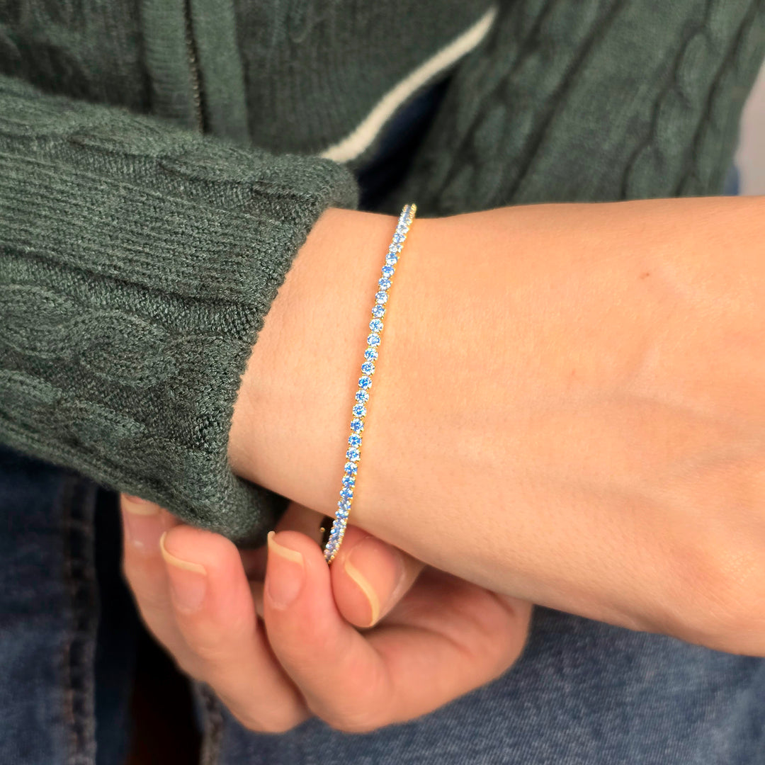 Aquamarine March Birthstone Dainty Tennis Bracelet