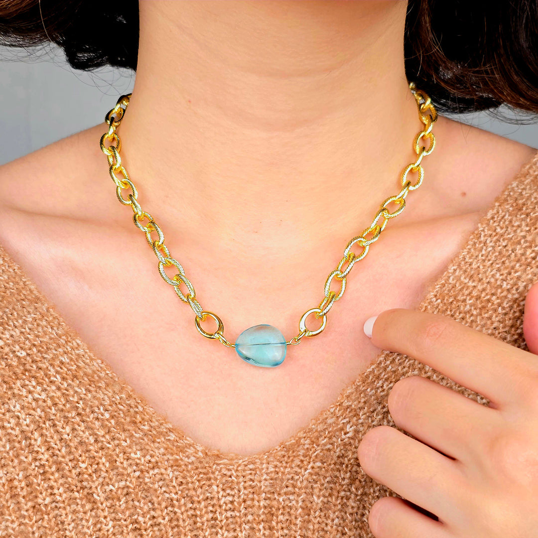 Aquamarine March Birthstone Statement Pendant Necklace