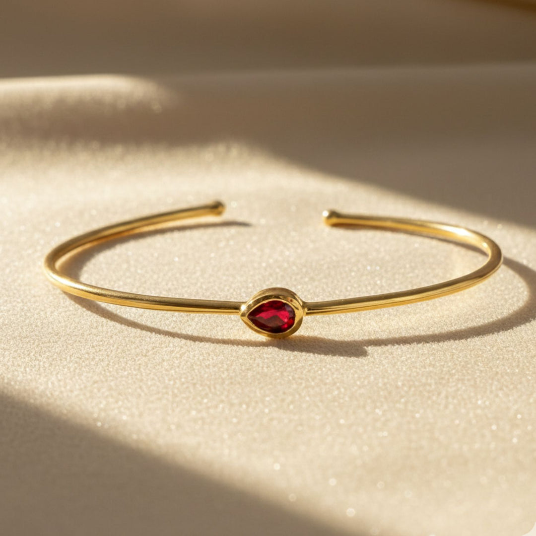 Garnet January Birthstone Gold Plated Bangle