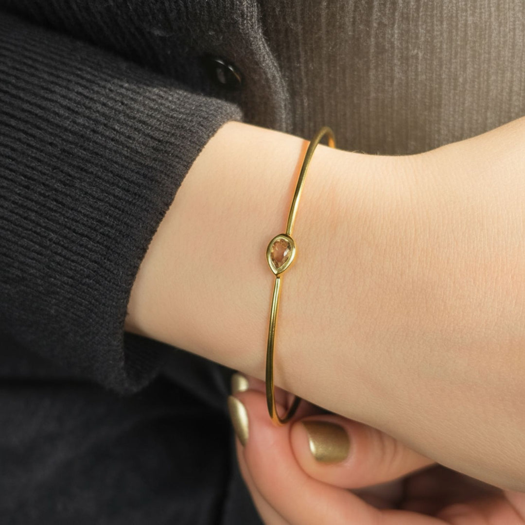 Minimalist Alexandrite June Birthstone Gold Vermeil Bangle