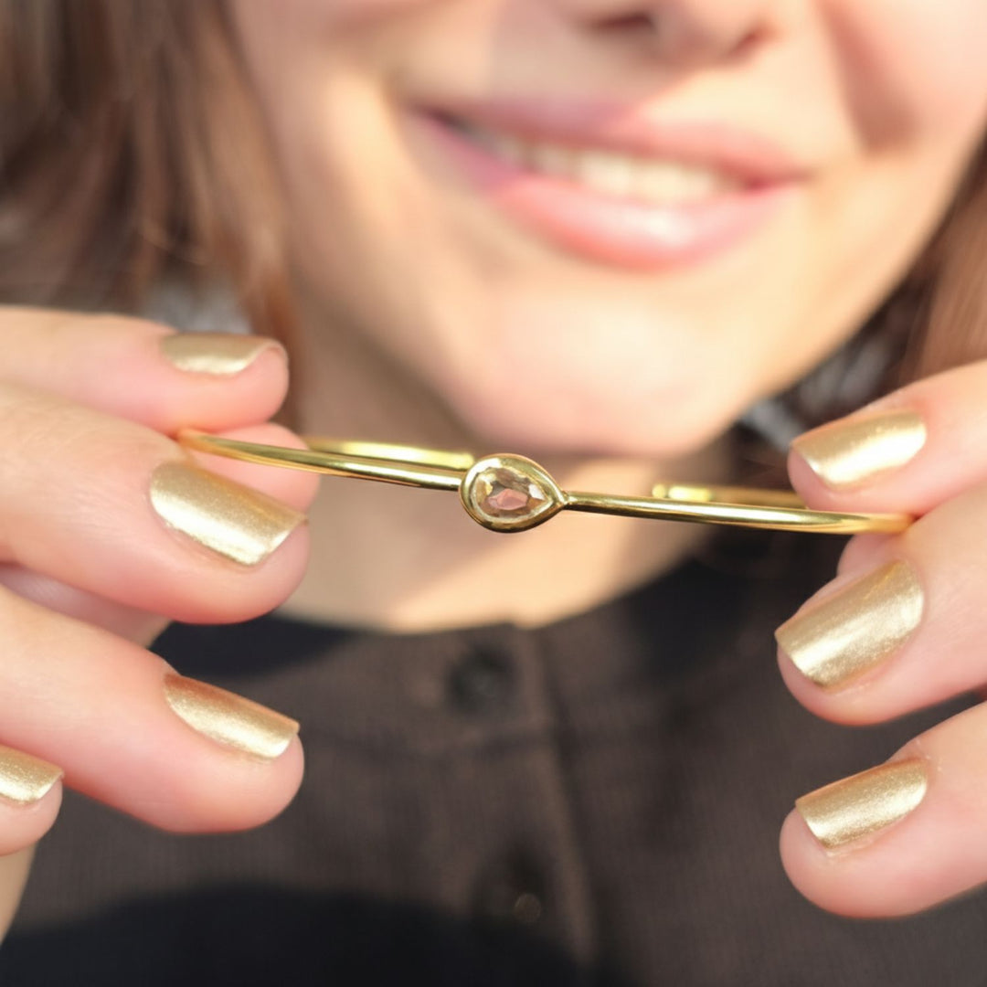 Minimalist Alexandrite June Birthstone Gold Vermeil Bangle