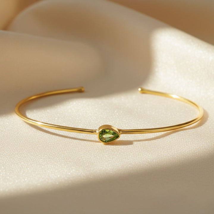 Peridot August Birthstone Gold Vermeil Plated Bangle