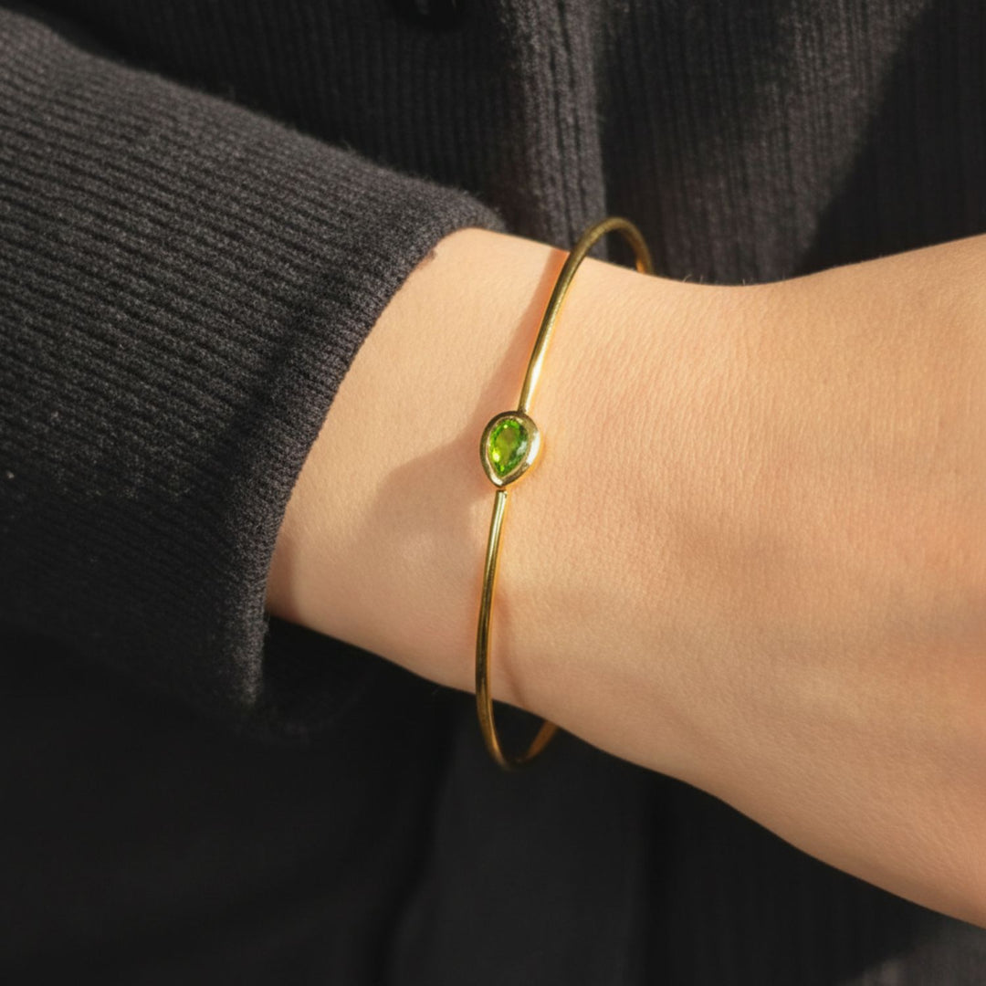 Peridot August Birthstone Gold Vermeil Plated Bangle