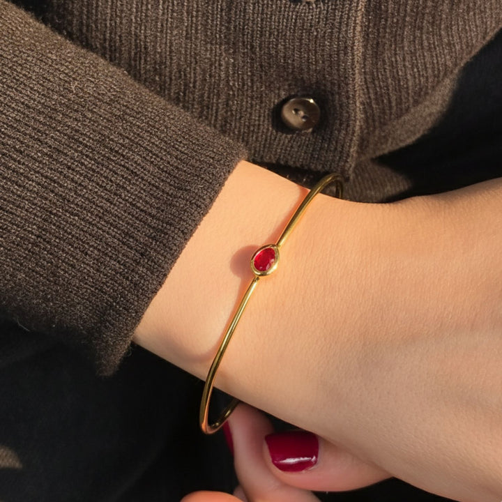 Garnet January Birthstone Gold Plated Bangle