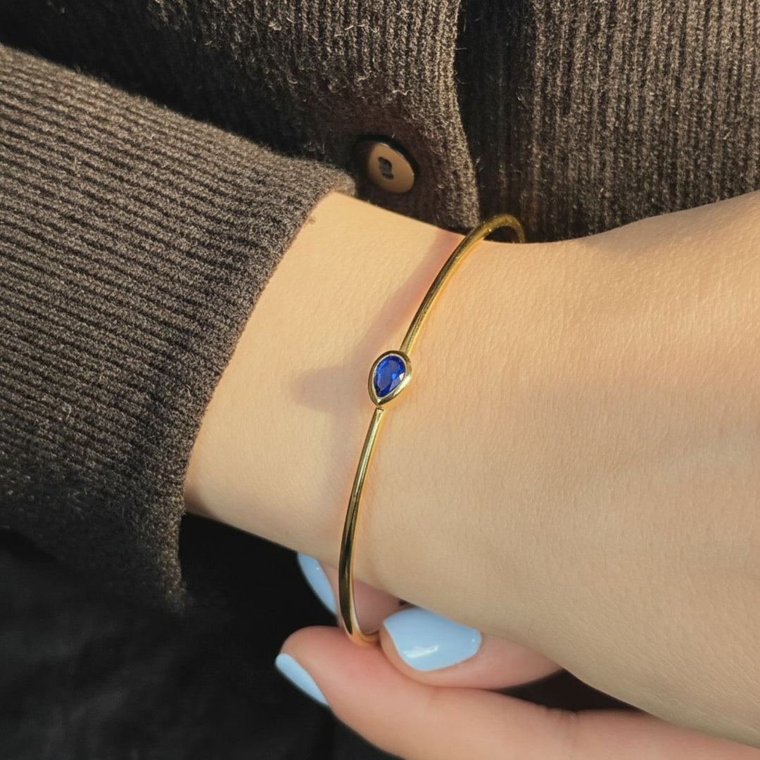 Sapphire September Birthstone Gold Vermeil Plated Bangle