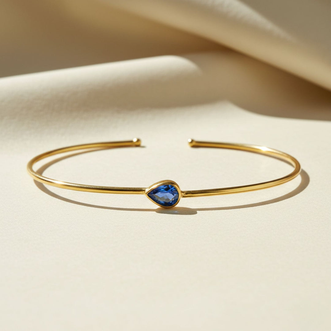 Sapphire September Birthstone Gold Vermeil Plated Bangle