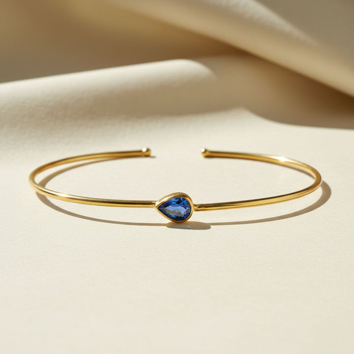 Sapphire September Birthstone Gold Vermeil Plated Bangle