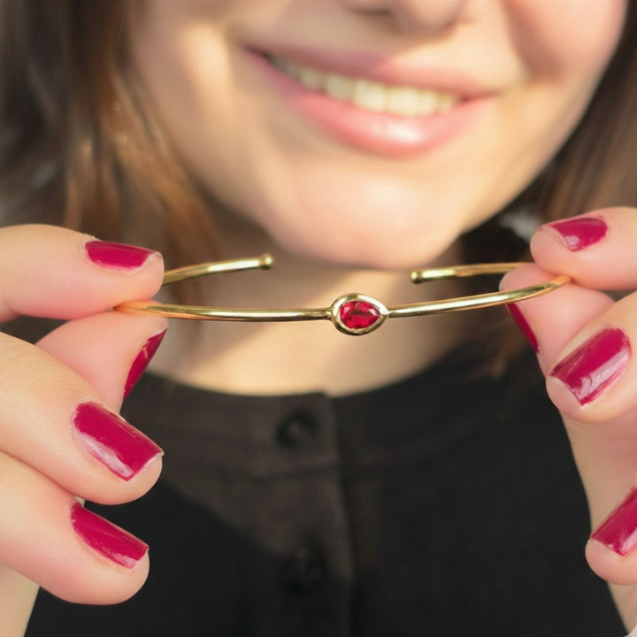 Garnet January Birthstone Gold Plated Bangle