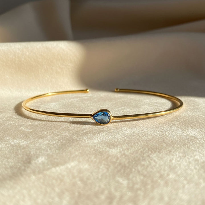 Blue Topaz December Birthstone Gold Vermeil Plated Bangle