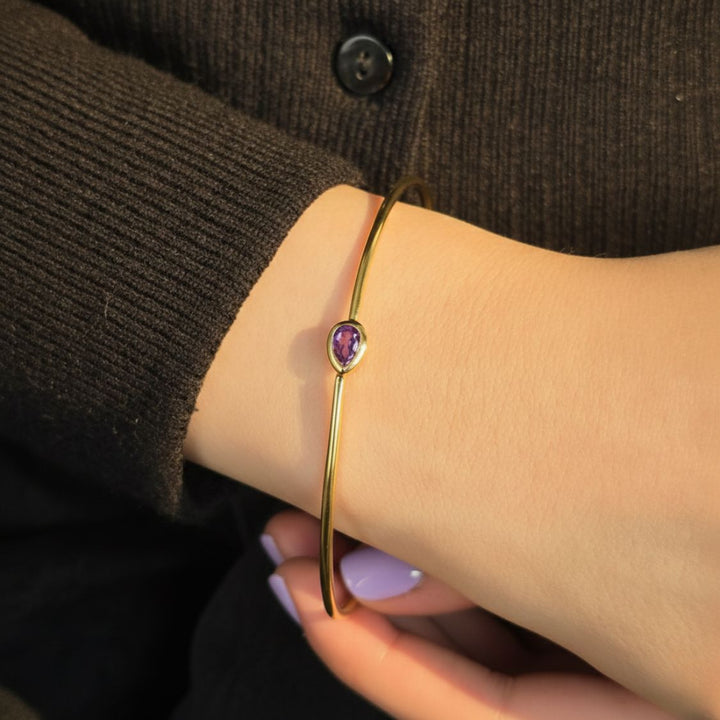 18ct Gold Vermeil Plated Amethyst February Birthstone Bangle