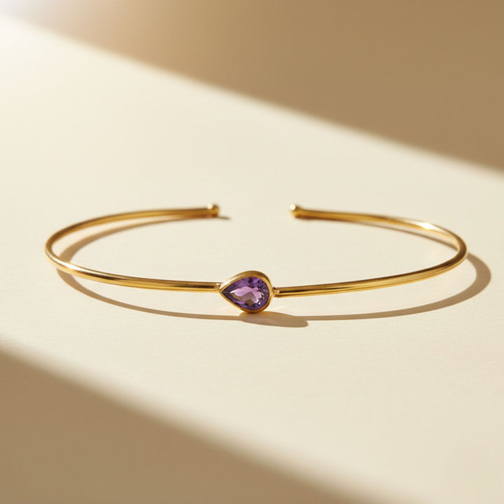 18ct Gold Vermeil Plated Amethyst February Birthstone Bangle