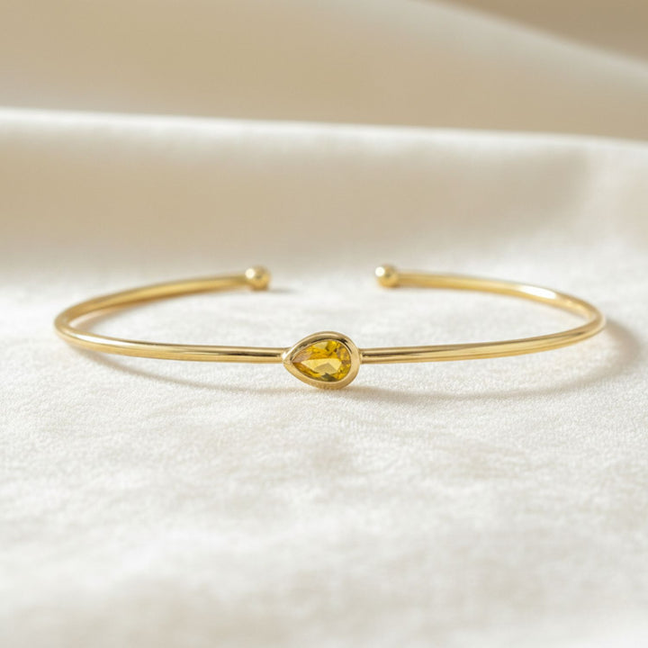 Gold Vermeil Plated Citrine November Birthstone Bangle