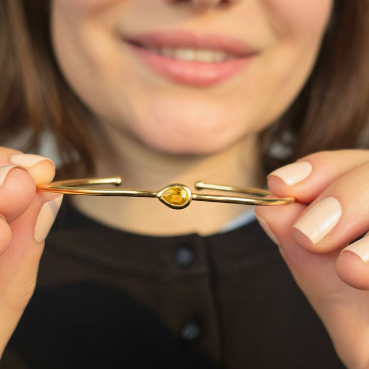 Gold Vermeil Plated Citrine November Birthstone Bangle