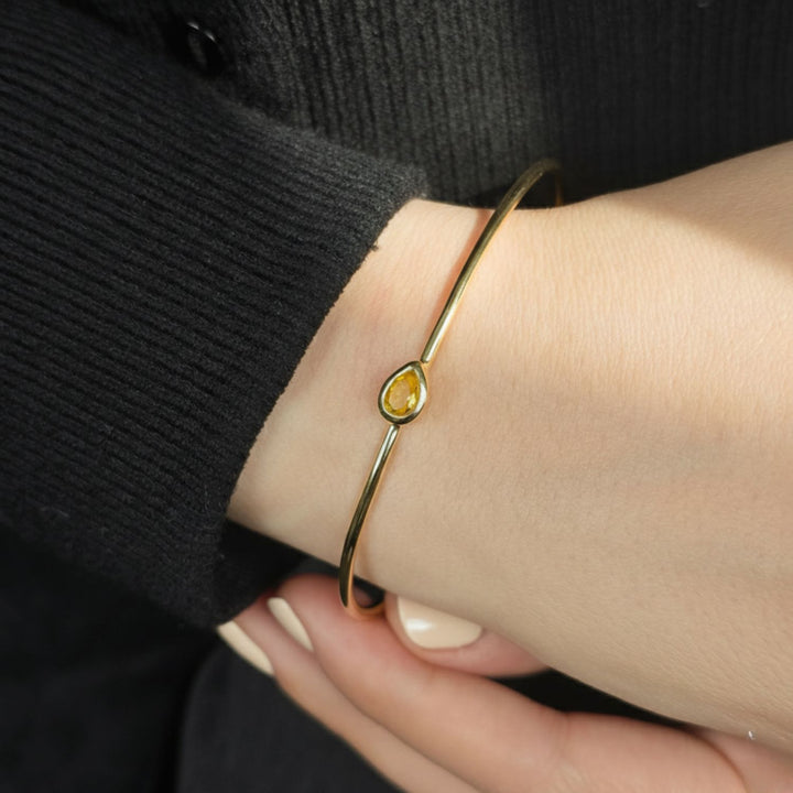 Gold Vermeil Plated Citrine November Birthstone Bangle