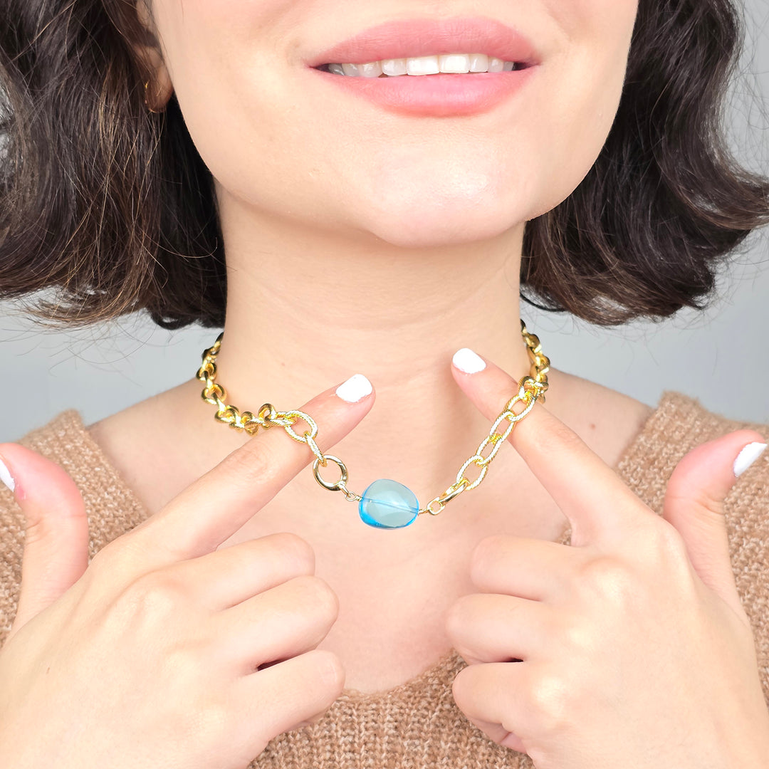 Blue Topaz December Birthstone Statement Pendant Necklace