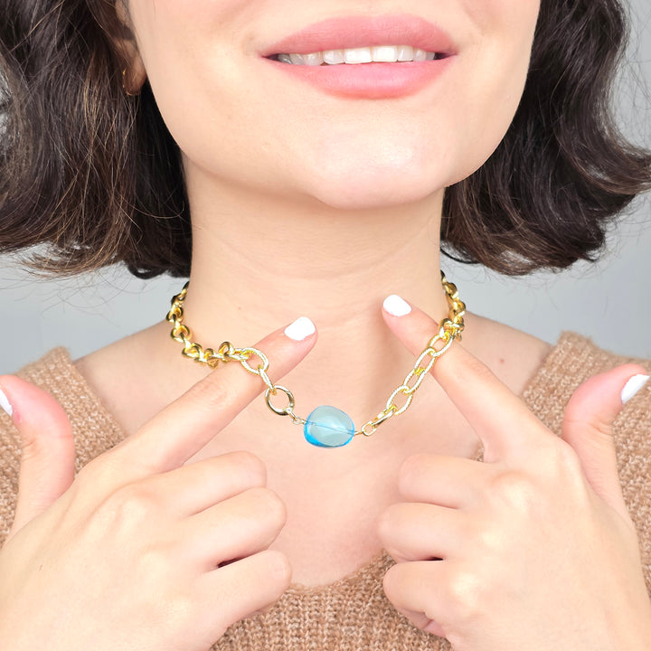 Blue Topaz December Birthstone Statement Pendant Necklace