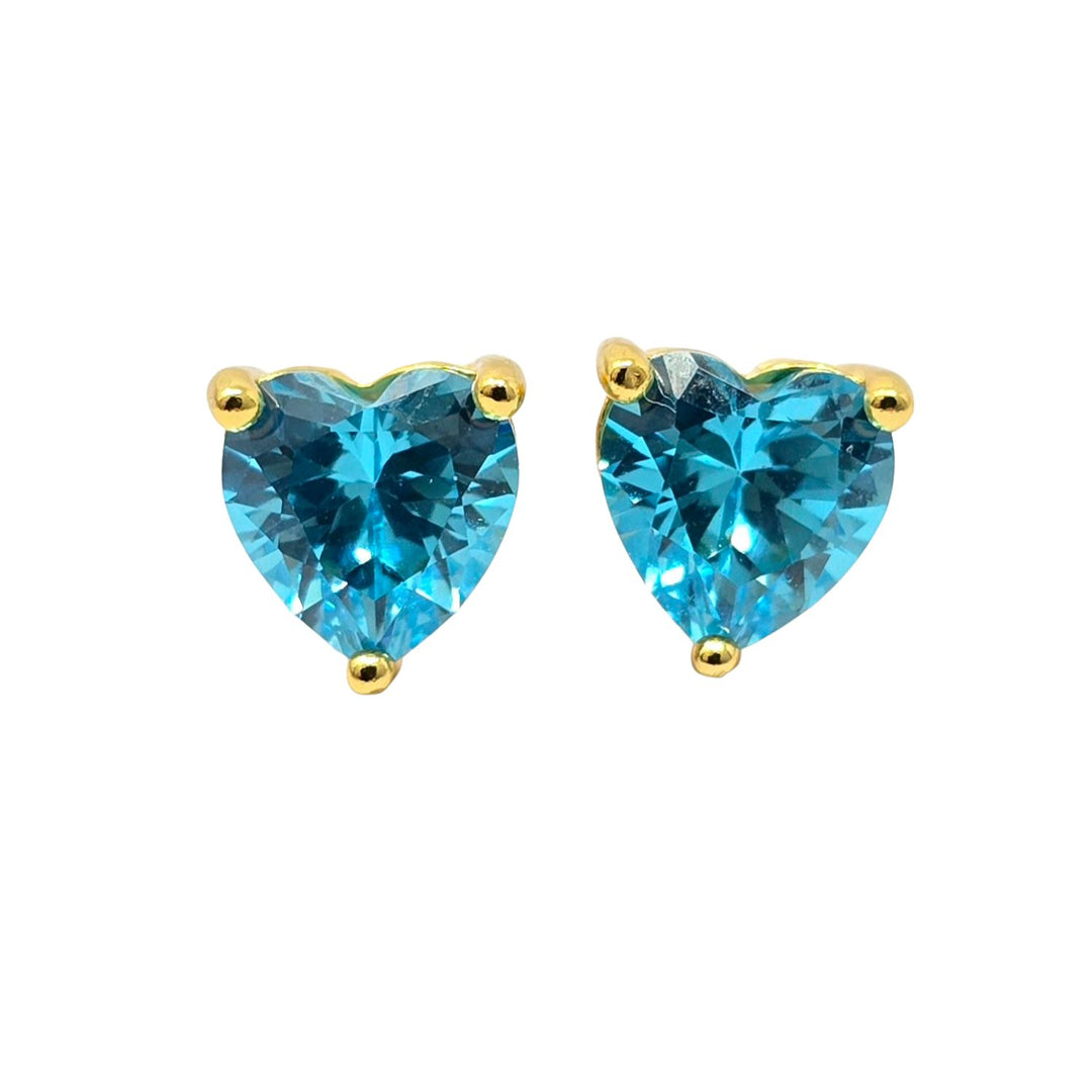 Blue Topaz Heart December Birthstone Stud Earrings