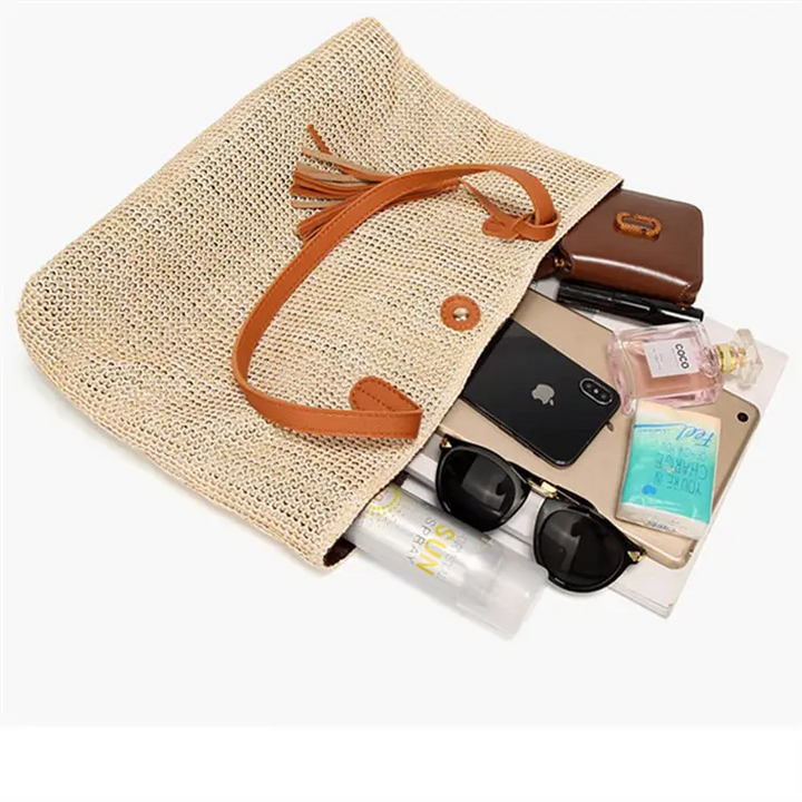 Chic Donut Beach Bag, Fashionable Straw Tote for the Beach