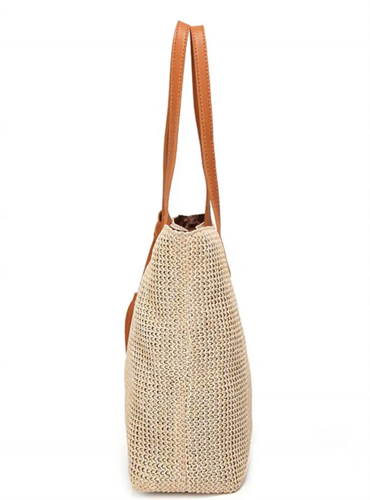 Chic Donut Beach Bag, Fashionable Straw Tote for the Beach