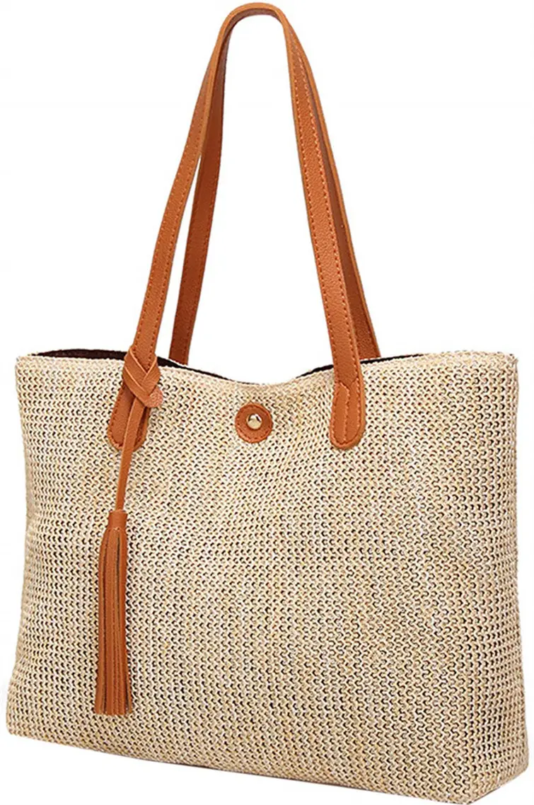 Chic Donut Beach Bag, Fashionable Straw Tote for the Beach