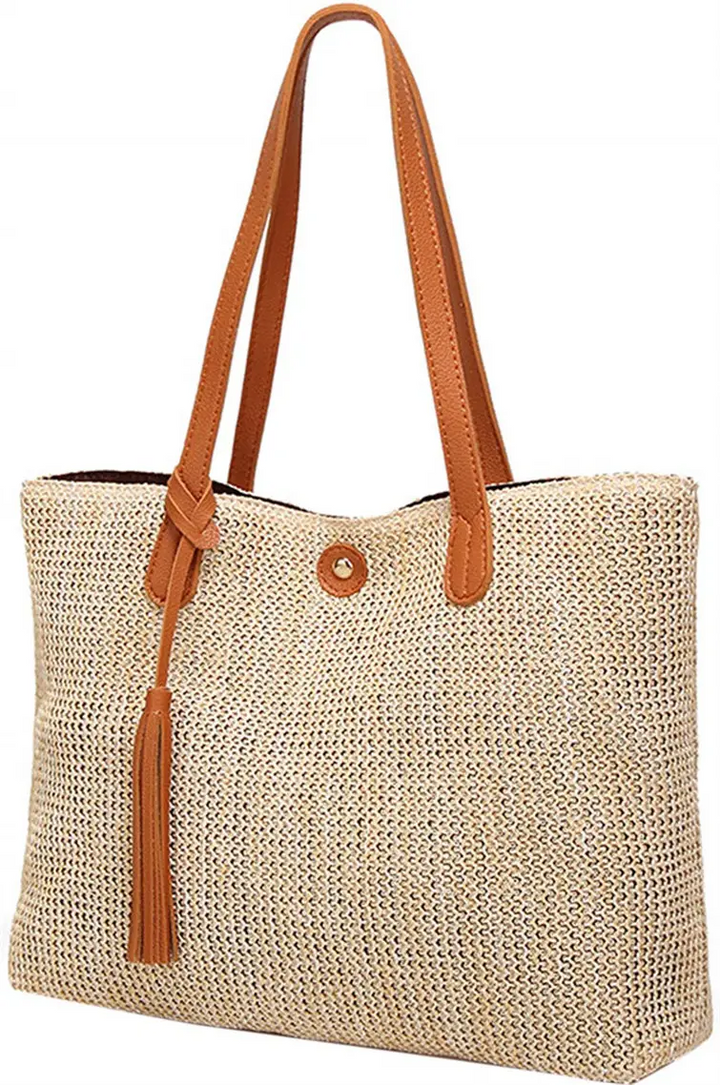 Chic Donut Beach Bag, Fashionable Straw Tote for the Beach