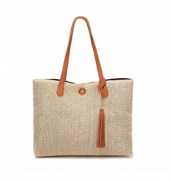 Chic Donut Beach Bag, Fashionable Straw Tote for the Beach