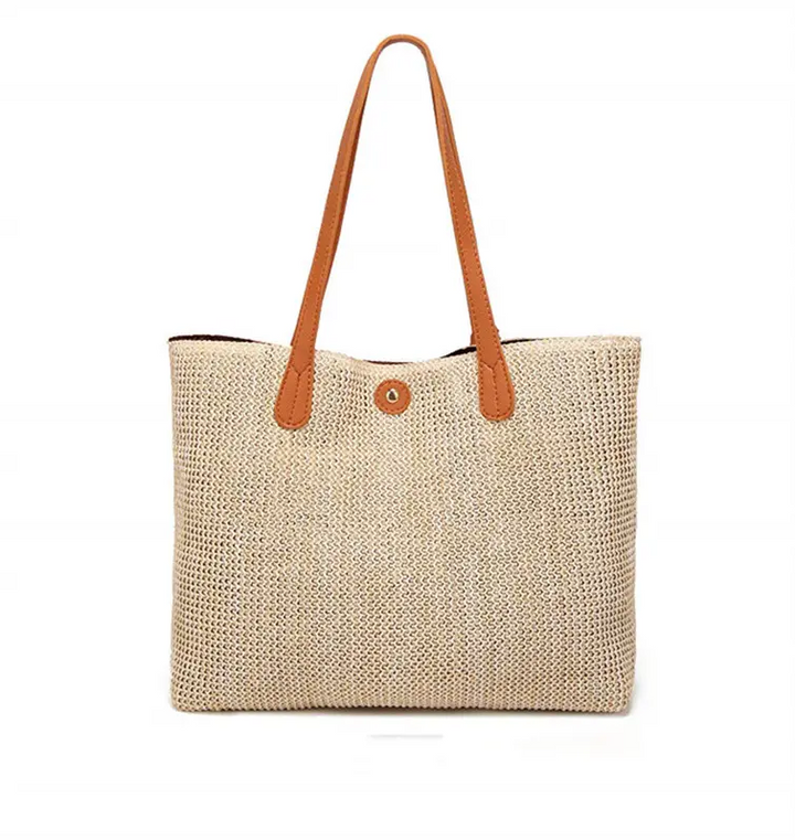 Chic Donut Beach Bag, Fashionable Straw Tote for the Beach