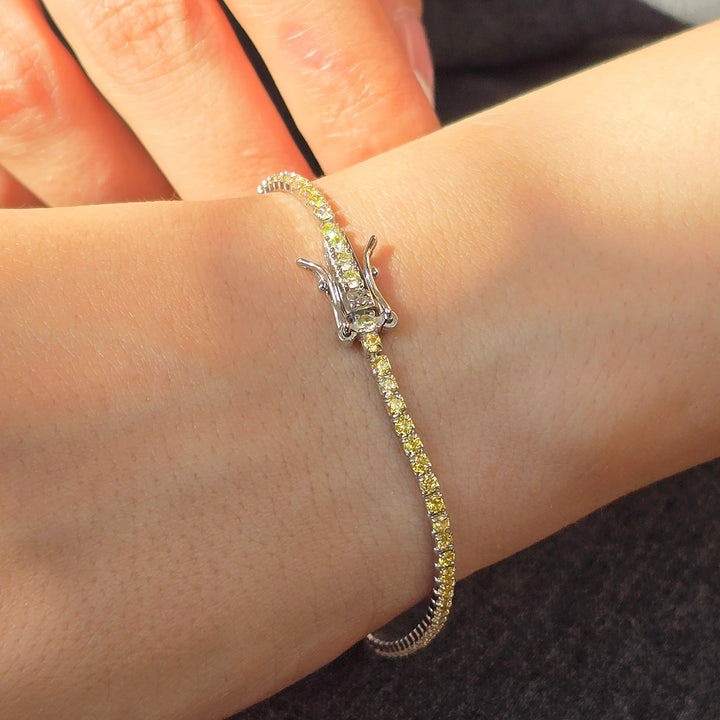 Citrine Gemstone Silver Tennis Bracelet